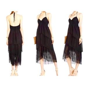 BCBGMAXAZRIA “Kat” Tiered Lace Halter Dress - Size Small
